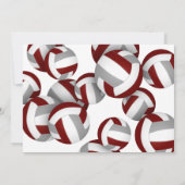 マルーン灰色バレーボール女の子の男の子の誕生日パーティー 招待状 (裏面)