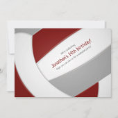 マルーン灰色バレーボール少年少女の誕生日パーティー 招待状 (正面)