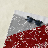 マルーン灰色bohoフローラペイズリーバレーボール ビーチタオル (インサイチュ)