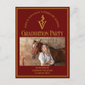 マルーン獣医学校の写真卒業パーティー インビテーションポストカード (正面)