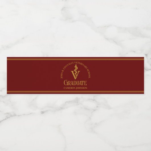 マルーン獣医学校カスタム卒業パーティー ペットボトルラベル (シングルラベル)