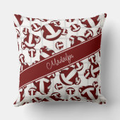 マルーン白いガーリーバレーボールパターン網アクセント クッション (裏面)