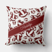 マルーン白いガーリーバレーボールパターン網アクセント クッション (正面)