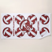 マルーン白いチームカラーギフトガーリーボール ビーチタオル (正面)