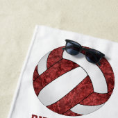 マルーン白いチームカラーギフトガーリーボール ビーチタオル (インサイチュ)