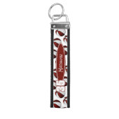 マルーン白いバスケットのパターンアスリート名 リストバンドキーホルダー (鍵トップ)