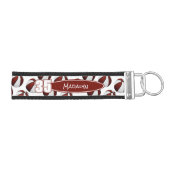 マルーン白いバスケットのパターンアスリート名 リストバンドキーホルダー (鍵右)