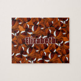 マルーン白いバスケットボールのキッズチームカラー ジグソーパズル