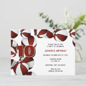 マルーン白いバスケット男の子女の誕生日パーティー 招待状 (スタンド正面)