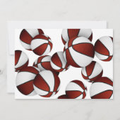 マルーン白いバスケット男の子女の誕生日パーティー 招待状 (裏面)