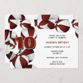 マルーン白いバスケット男の子女の誕生日パーティー 招待状 (正面/裏面)