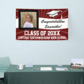 マルーン白カスタム色写真卒業サイン 横断幕 (トレードショー)
