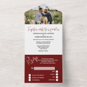 マルーン白シンプルエレガント写真結婚の オールインワン招待状 (内側)