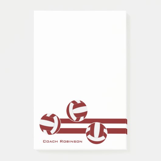 マルーン白ストライプバレーボールのコーチ名 ポストイット (正面)