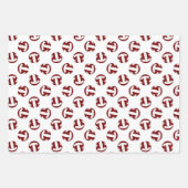 マルーン白チームの色の一致セットバレーボール ラッピングペーパーシート (正面3)