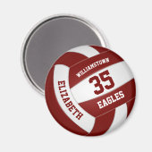 マルーン白チームカラーキッズバレーボール マグネット (正面/裏面)