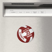 マルーン白チームカラーキッズバレーボール マグネット (インサイチュ (食洗機))