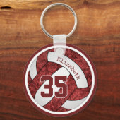 マルーン白チームカラーズカスタムガールバレーボール キーホルダー (正面)