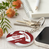 マルーン白チームカラーズカスタムボーイズバレーボール キーホルダー (正面右)