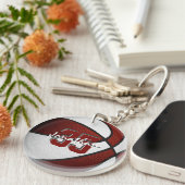 マルーン白チームカラーズボーイズバスケットボール キーホルダー (正面右)