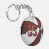 マルーン白チームカラーズボーイズバスケットボール キーホルダー (正面左)