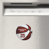 マルーン白チームカラーズボーイズバスケットボール マグネット (インサイチュ (食洗機))