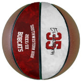 マルーン白チームカラーズ女の子の記念 バスケットボール (縦)