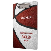 マルーン白チームカラーバスケットボールコーチ名 クリップボード (左)