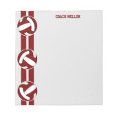 マルーン白チームカラーバレーボールコーチカスタムー ノートパッド (正面)