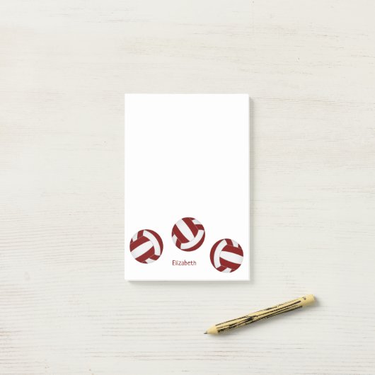 マルーン白チームカラーバレーボール選手の名前 ポストイット (デスク上)