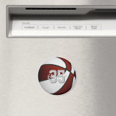 マルーン白バスケットチームカラーパーソナライズされた マグネット (インサイチュ (食洗機))