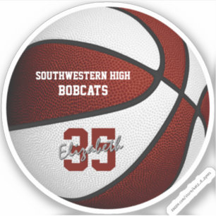 マルーン白バスケットボールキッズチームカラーギフトアイディア シール