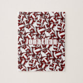 マルーン白バレーボールチームの色を男の子の女の子 ジグソーパズル (縦)