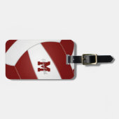 マルーン白バレーボールチームカラー ラゲッジタグ (正面横)