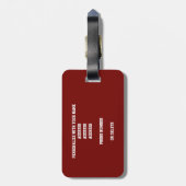 マルーン白バレーボールチームカラー ラゲッジタグ (裏面縦)