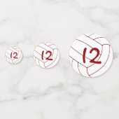 マルーン白バレーボール女子バースデー名前をカスタムする コンフェッティ (裏面)