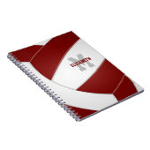 マルーン白パーソナライズされた女の子バレーボール ノートブック (右側)