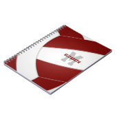 マルーン白パーソナライズされた女の子バレーボール ノートブック (左側)