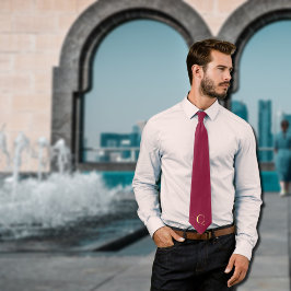 マルーン白 – モノグラムを追加 ネクタイ