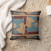 マルーン石板ブルー地中海のタン3層モザイク クッション (ブランケット)