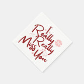 マルーン私は本当に恋しく思あなたのハート スタンダードカクテルナプキン (角)