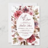 マルーン秋インラブ赤面ブルゴーニュブライダルシャワー 招待状 (正面)