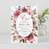 マルーン秋インラブ赤面ブルゴーニュブライダルシャワー 招待状 (スタンド正面)