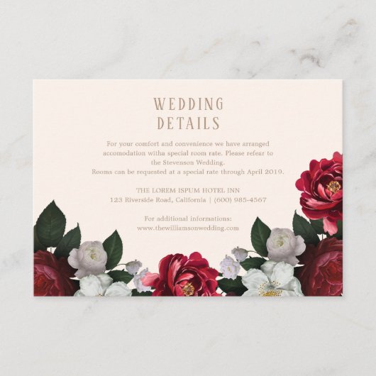 マルーン秋ボタニカル&フローラ結婚ズ詳細 エンクロージャーカード (正面)