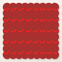 マルーン紙コースターのさくらんぼ（セット6）