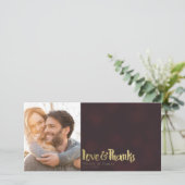 マルーン結婚金ゴールドの写真の愛と感謝していありがとう サンキューカード (スタンド正面)