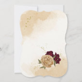 マルーン緑ベージュ金ゴールドの植物表 招待状 (裏面)