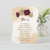 マルーン緑ベージュ金ゴールドの植物表 招待状 (スタンド正面)
