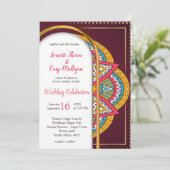 マルーン色の背景にマンダラ 招待状 (スタンド正面)