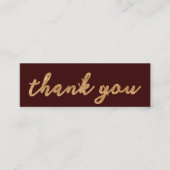 マルーン赤と金ゴールドサンキュービジネスカード スキニー名刺 (正面)
